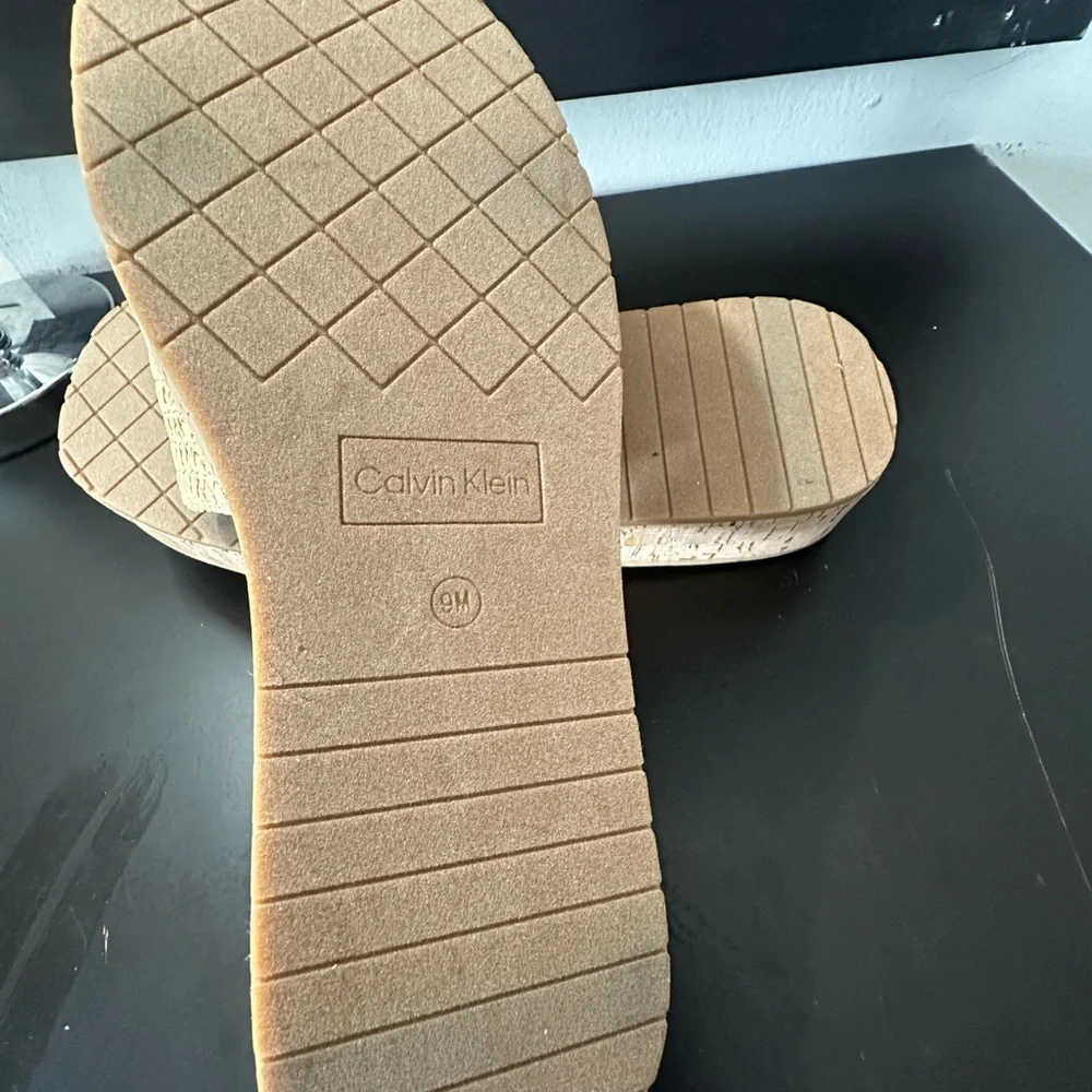 🆕Calvin Klein ARZELIA Natural Woven Cork Platform Sandals